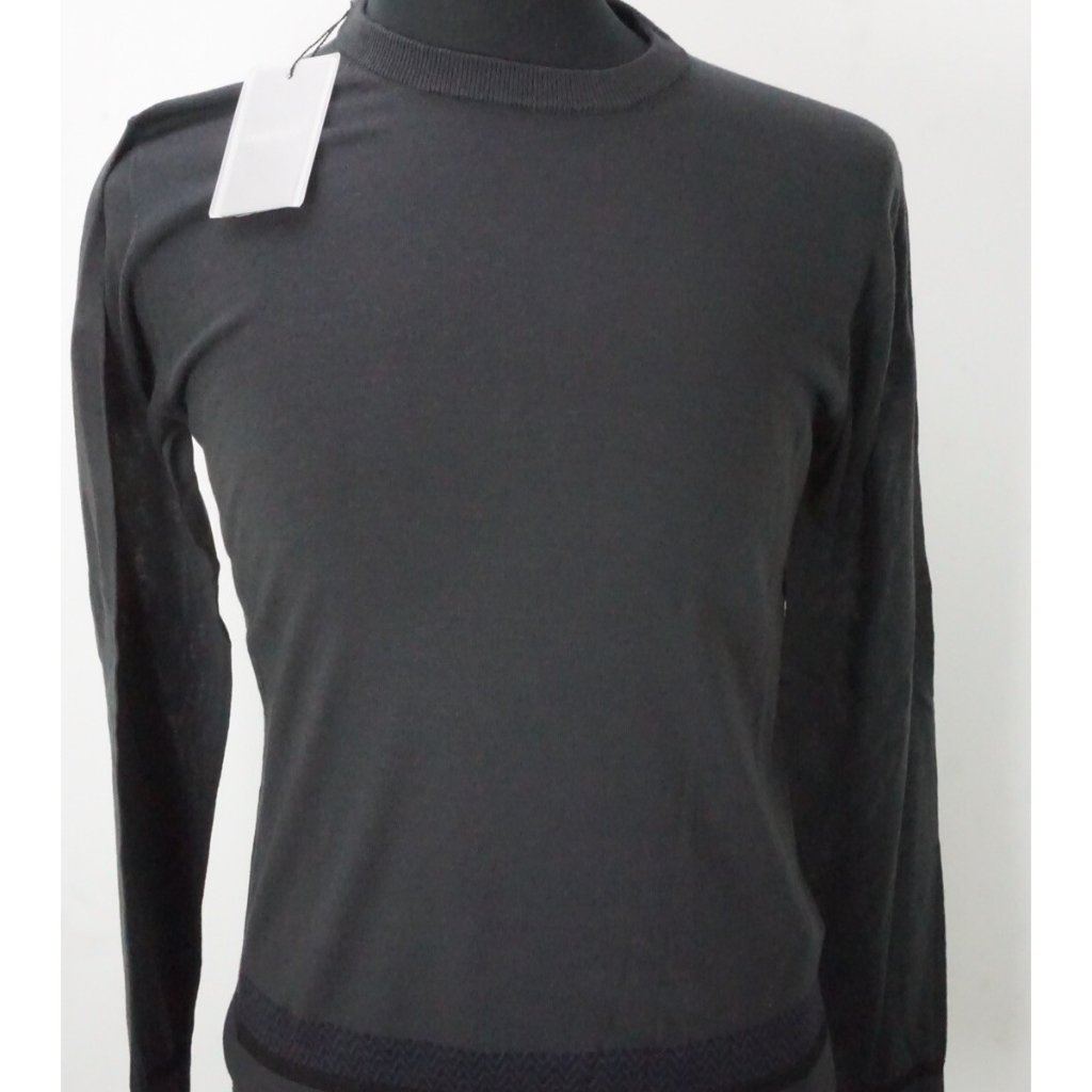 Giorgio Armani Black Label Gray Blue Wool Woven Sweater Sz 48 New